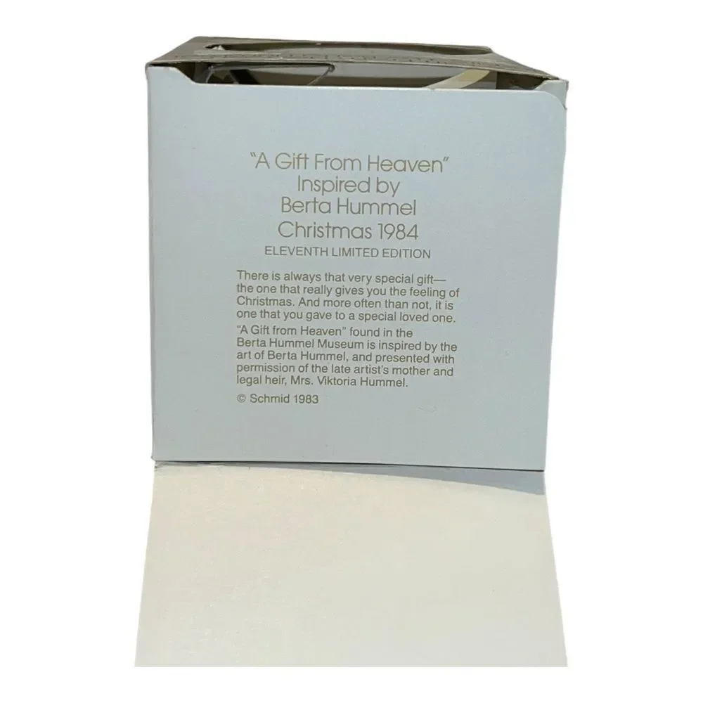 Schmid Berta HummelA Gift from Heaven 1984 Christmas Glass Ornament W Box